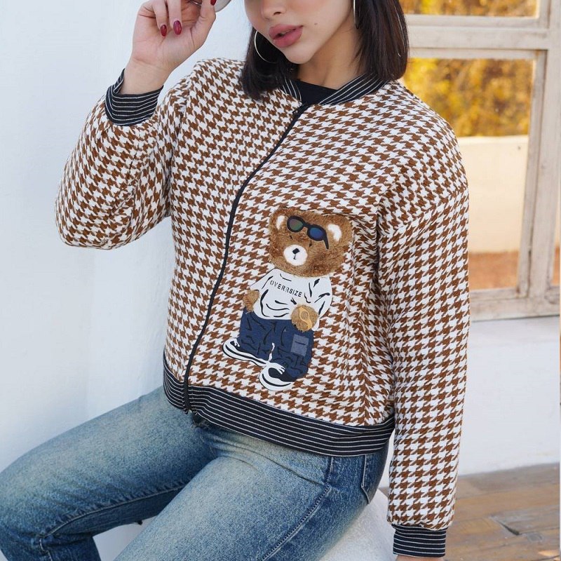 بامبر زنانه طرح تدی قهوه ای